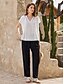abordables pantalones-Pantalones Mujer Algodón Lino Casual Negro S M Verano Primavera