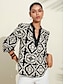 cheap Designer Tops-Eden Moroccan Black And White Printed Blouse