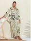 cheap Designer Dresses-Women&#039;s Satin Tropical Plant Beach Maxi Dress
