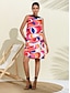 abordables Print Dresses-Geometric Satin Streamline Dress