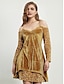 cheap Sale-Velvet Sequin V Neck Mini Dress