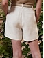 cheap Pants-100% Linen High Waist Basic Beige Shorts