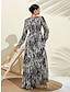 cheap Maxi Dresses-Spotted Print Bubble Satin Swing Maxi Dress