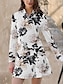 abordables Zip Up Pullover-Camisa polo de golf de manga larga blanca para mujeres con protección solar y detalles florales