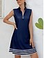 cheap Zip Up Dresses-Women&#039;s Golf Dress Navy Blue Sleeveless Sun Protection Tennis Outfit Stripes Ladies Golf Attire Clothes Outfits Wear Apparel