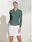 abordables Zip Up Pullover-Mujer Camisas de polo Verde Manga Larga Protección Solar Camiseta Plaid Otoño Invierno Ropa de golf para damas Ropa Trajes Ropa Ropa