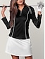 abordables Zip Up Pullover-Camisa de golf polo de manga larga para mujer  protección solar  color negro  ropa de golf elegante