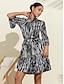 economico Vestiti mini-Women&#039;s Satin Abstract Print Tie Front Mini Dress