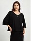 abordables Designer Sets-Women&#039;s Bolero Top Black Red 3 4 Sleeve Casual Daily Round Neck Regular Fit