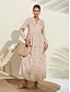 cheap Designer Dresses-Women&#039;s Loose Long Sleeve Plant Print Maxi Dress