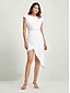 abordables Designer Dresses-Elegant Women White Mini Dress Plain Backless
