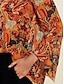 billige Tops &amp; Blouses-Kvinner Skjorte Bluse Paisley Ruffle Ermeløs Gul Print Vintage Mote Boho V hals Vår &amp; Høst