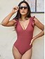 cheap Designer Swimwear-Ruffle Triangle V neck Swimsuit