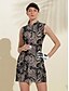 abordables vestidos con cremallera-Women&#039;s Black Sleeveless Golf Dress