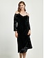 cheap Designer Dresses-Women&#039;s  Sequin Velvet Cold Shoulder Midi Dress