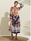 abordables Designer Dresses-Women&#039;s Boho V Neck Slim Waist Dress