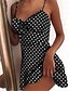 cheap Mini Dresses-Stylish Women&#039;s Polka Dot Mini Strap Dress
