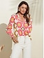abordables Designer Tops-Blusa para Mujer con Estampado Floral y Escote Pronunciado