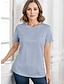 economico T-shirts-Camicia Estate Donna Cotone Bianco Rosa Blu Classico Girocollo Regolare Manica Corta Estivo
