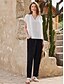 abordables pantalones-Pantalones Mujer Algodón Lino Casual Negro S M Verano Primavera