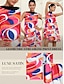cheap Designer Dresses-Women&#039;s Colorful Geometric Streamline Print Dress