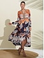 abordables Designer Dresses-Women&#039;s Boho V Neck Slim Waist Dress