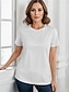 billige T-shirts-Kvinders Almindelig Hvid Blå Sommerbluse
