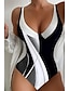 cheap One-Pieces-Women&#039;s Geometric Black Bodysuit Swimwear