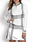 cheap Zip Up Pullover-White Stripe Long Sleeve Polo Shirt