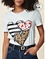 abordables T-shirts-Camiseta Casual Diaria de Algodón para Mujer con Corazón de Leopardo