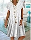 cheap Casual Dresses-Women&#039;s Shift Dress Print V Neck Midi Dress Basic Daily Date Short Sleeve Summer Spring