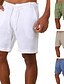 baratos Shorts-Homens Calção Shorts de linho Shorts de verão Bermudas Bolsos Com Cordão Tecido Respirável Macio Curto Diário Feriado Praia à moda Casual Preto Branco Micro-Elástica