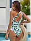cheap Designer Swimwear-Tropical Graphic One Shoulder Swimsuit
