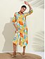 cheap Designer Dresses-Multicolour Floral &amp; Abstract Print Shirt Dress
