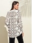cheap Designer Tops-Satin Floral Print V-neck Shirt