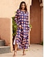 cheap Print Dresses-Women&#039;s Satin Moroccan Double Slit Maxi Dress