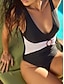 abordables Designer Swimwear-Traje de Baño Mujer Bloque de Color Negro Tallas S M L