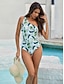 cheap Designer Swimwear-Tropical Graphic One Shoulder Swimsuit