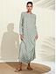 economico Designer Dresses-Donna geometrica stampa lunga spiaggia casuale verde S M L