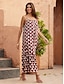 cheap Print Dresses-Women&#039;s Alma Geometric Halter Tancel Maxi Dress