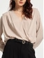 cheap Designer Tops-Women&#039;s Satin Ladies Wrap V-Neck Blouse Bodysuit
