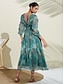 cheap Print Dresses-Women&#039;s Sheers Elastic Waist Ruffle Neck Dress