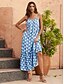 cheap Print Dresses-Moroccan Geometric Shirred Cami Dress