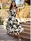 abordables Designer Dresses-Women&#039;s Elegant V neck Floral Dress