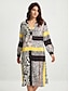 abordables Designer Dresses-Women&#039;s Casual Leopard Print V Neck Midi Dress