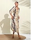 billige Print Dresses-blomstret swing maxi kjole med lynlåslomme