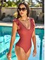 cheap Designer Swimwear-Ruffle Triangle V neck Swimsuit