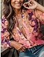 abordables Blusas y camisas-Floral Print Chiffon Shirt