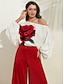 cheap Designer Sets-Women&#039;s Puff Sleeve Flowers Two-piece Set