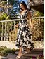cheap Print Dresses-Women&#039;s Meroy Floral Print Fly Sleeve Maxi Dress